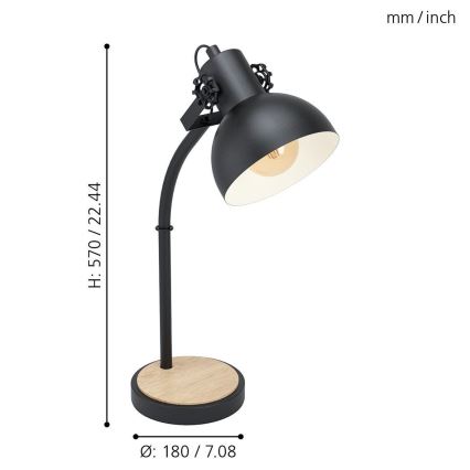 Eglo - Candeeiro de mesa 1xE27/28W/230V