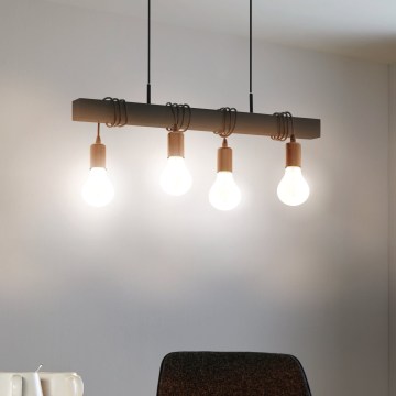 Eglo 44061 - Lustre suspenso por cabo TOWNSHEND 4xE27/40W/230V preto