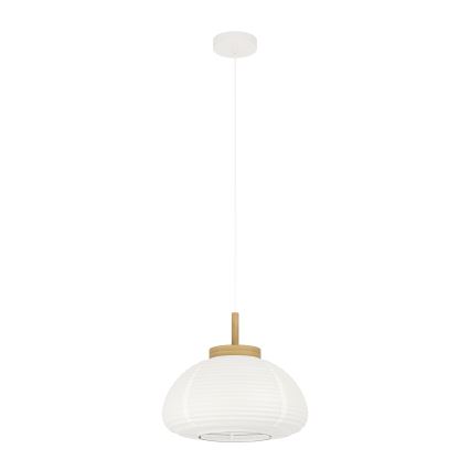 Eglo - Candeeiro suspenso com cabo 1x E27/40W/230V, diâmetro 40 cm, branco/bege
