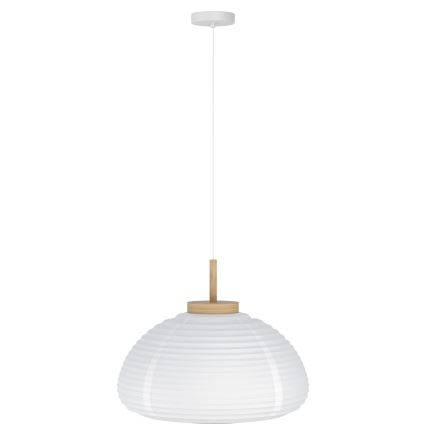 Eglo - Candeeiro suspenso com cabo 1x E27/40W/230V, diâmetro 40 cm, branco/bege