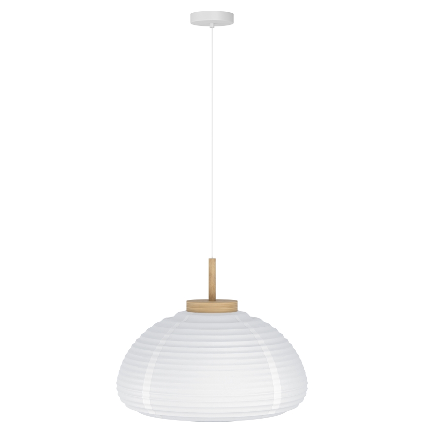 Eglo - Candeeiro suspenso com cabo 1x E27/40W/230V, diâmetro 40 cm, branco/bege