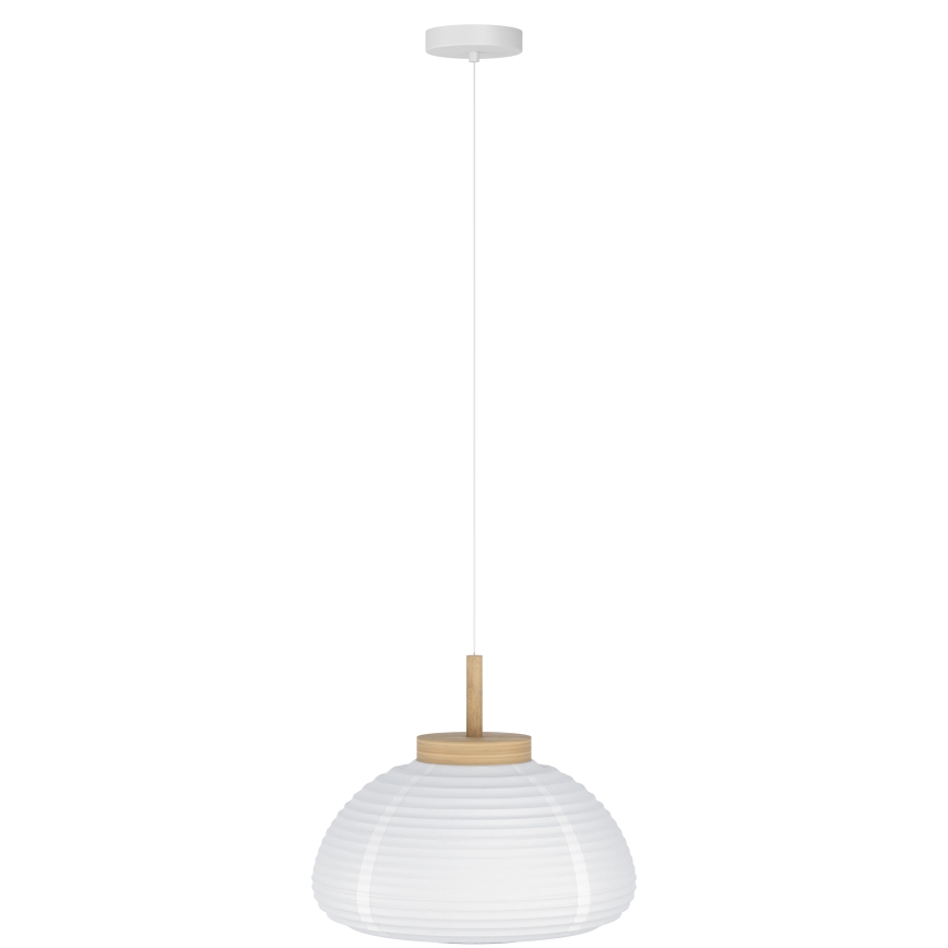Eglo - Lustre suspenso por cabo 1xE27/40W/230V Ø 55 cm branco/bege