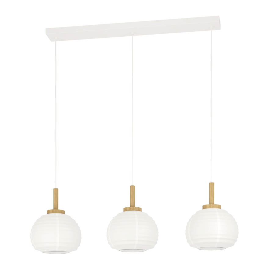 Eglo - Lustre suspenso por cabo 3xE27/40W/230V branco/bege