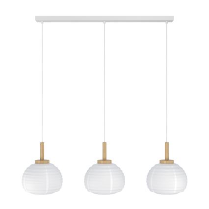 Eglo - Lustre suspenso por cabo 3xE27/40W/230V branco/bege