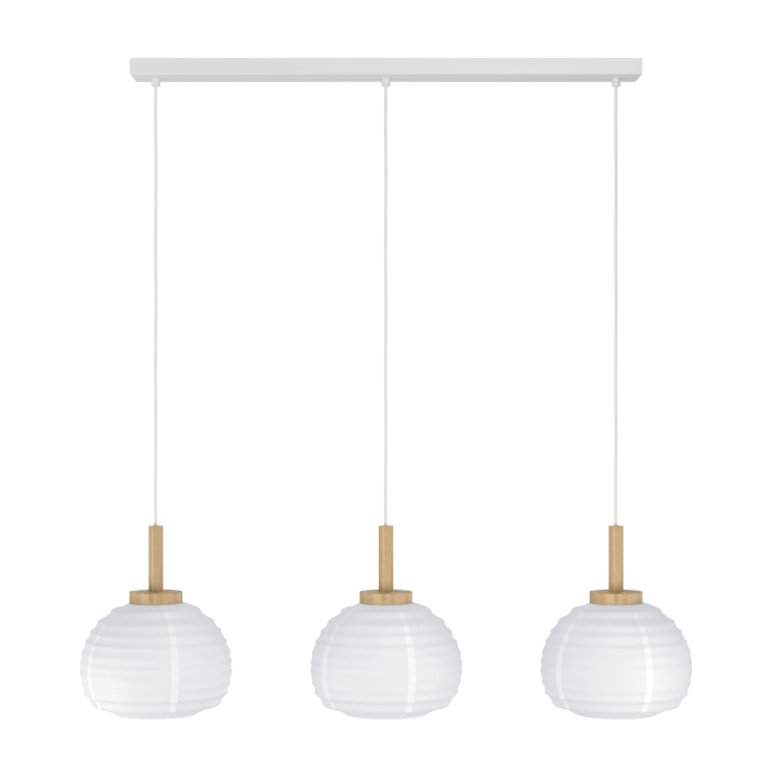 Eglo - Lustre suspenso por cabo 3xE27/40W/230V branco/bege