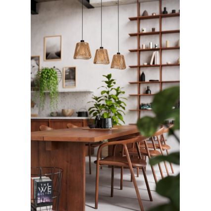 Eglo - Candeeiro suspenso 3xE27/60W/230V castanho