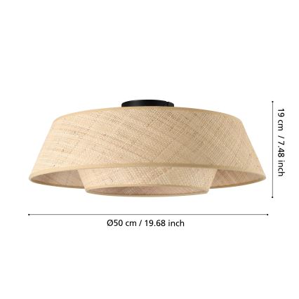 Eglo - Candeeiro de teto 1xE27/60W/230V Ø 50 cm, em fibras naturais