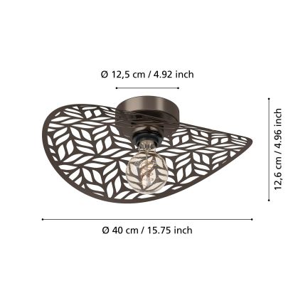 Eglo - Candeeiro de tecto 1xE27/60W/230V diâmetro 40 cm bronze