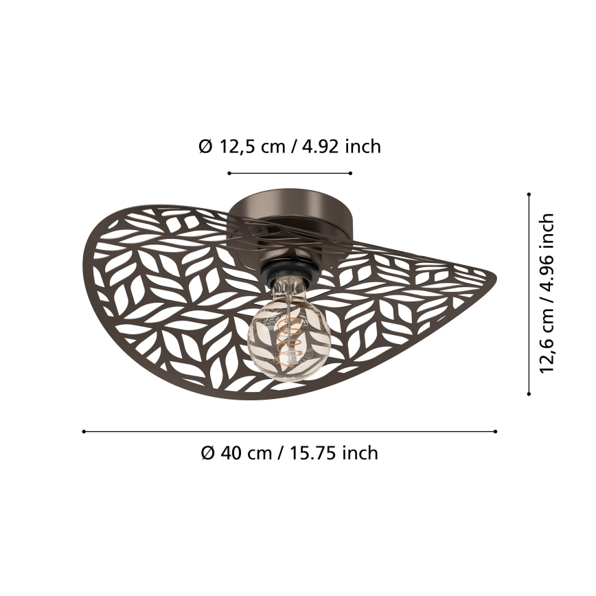 Eglo - Candeeiro de tecto 1xE27/60W/230V diâmetro 40 cm bronze