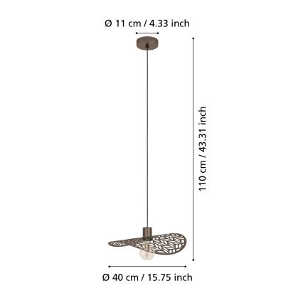 Eglo - Lustre suspenso por cabo 1xE27/60W/230V Ø 40 cm bronze
