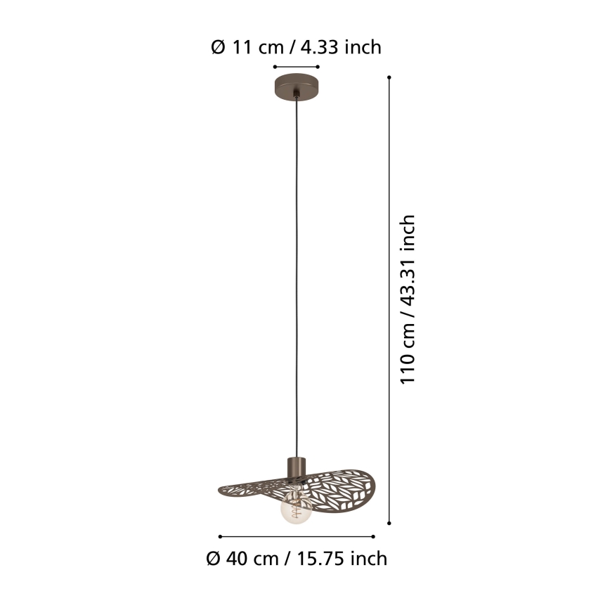 Eglo - Lustre suspenso por cabo 1xE27/60W/230V Ø 40 cm bronze