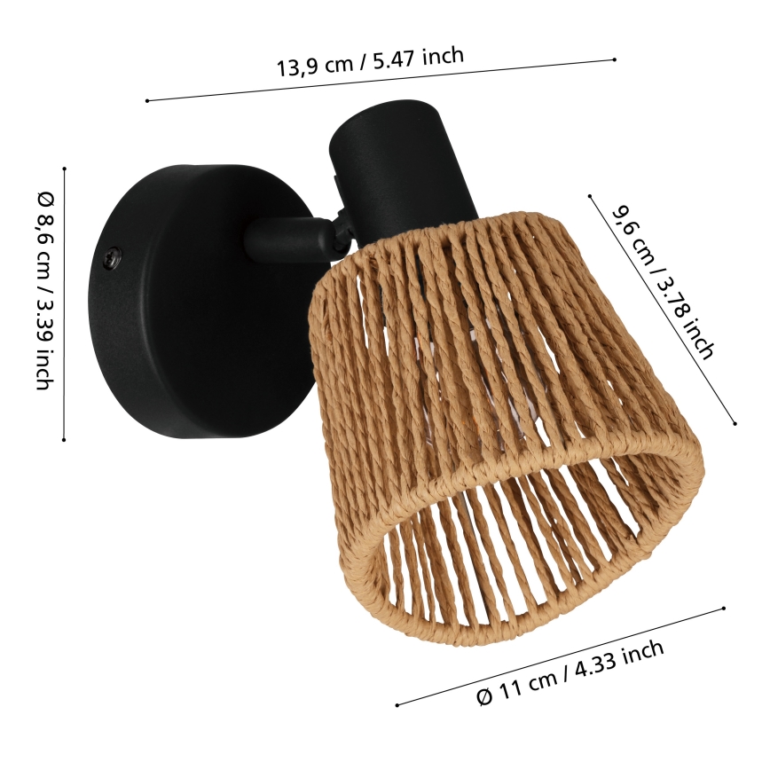 Eglo - Spot de parede orientável 1xE14/10W/230V preto/bege