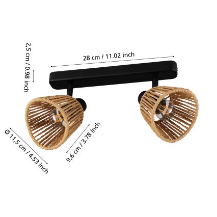 Eglo - Candeeiro de focos 2xE14/10W/230V preto/bege