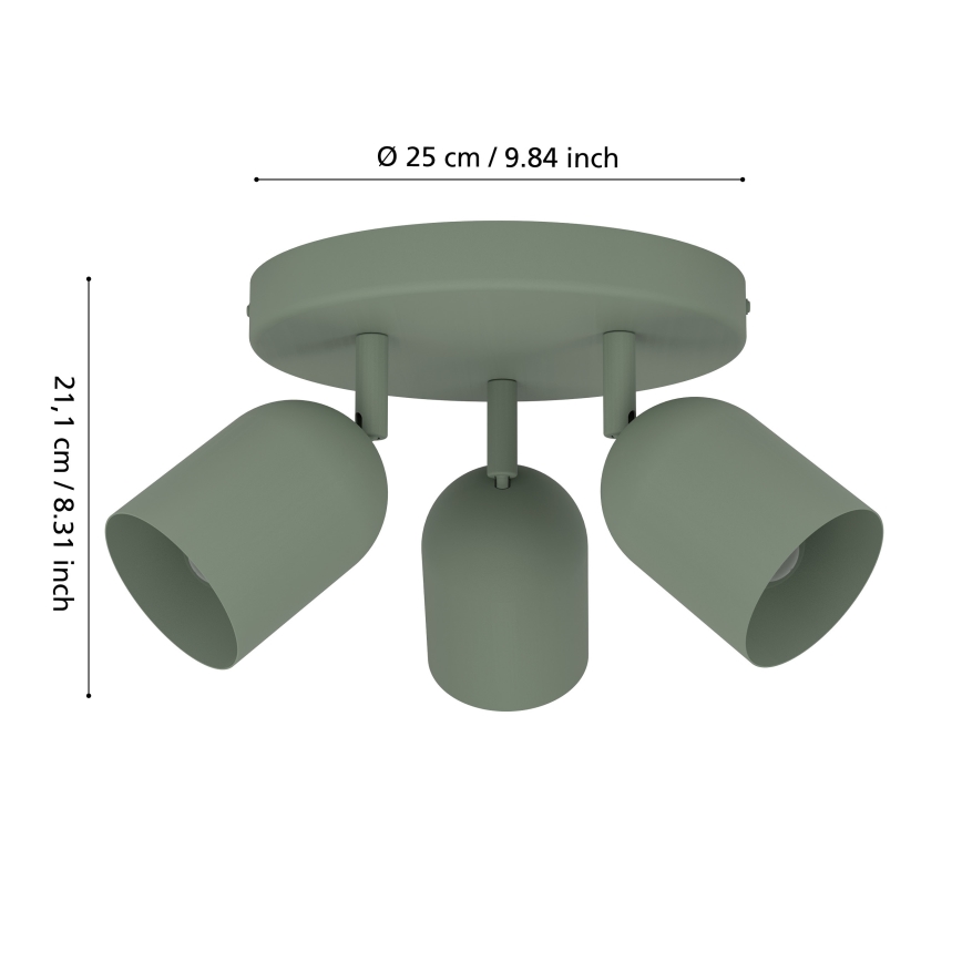 Eglo - Candeeiro de focos 3xE14/40W/230V Ø 25 cm verde