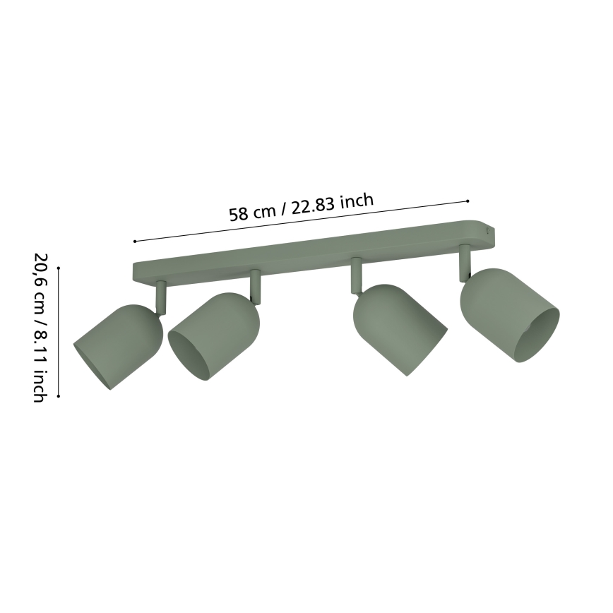 Eglo - Luminária de 4 focos 4xE14/40W/230V, verde