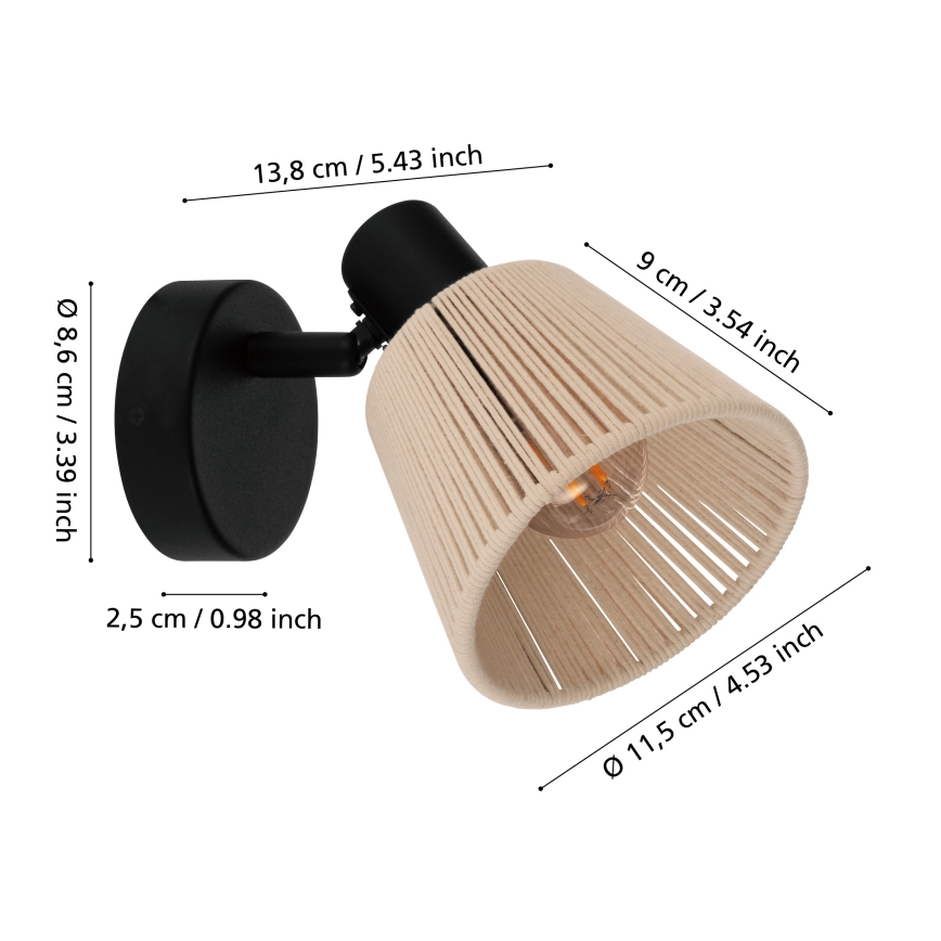 Eglo - Aplique de parede spot 1xE14/40W/230V bege/preto