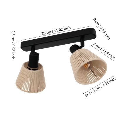 Eglo - Candeeiro de focos orientáveis 2xE14/40W/230V bege/preto