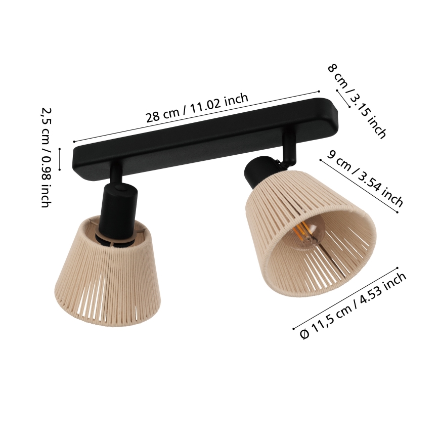 Eglo - Candeeiro de focos orientáveis 2xE14/40W/230V bege/preto
