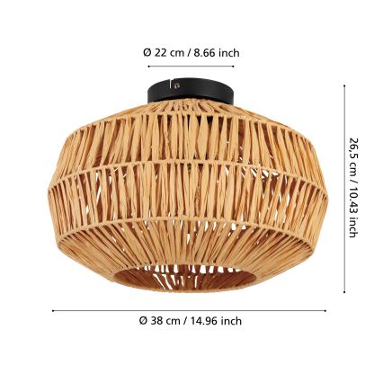 Eglo - Luminária de teto 1xE27/40W/230V Ø 38 cm castanho