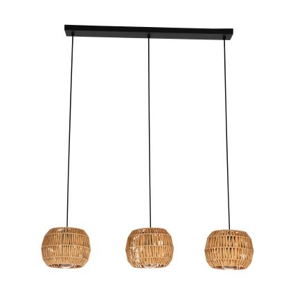 Eglo - Lustre suspenso por cabo 3xE27/40W/230V castanho