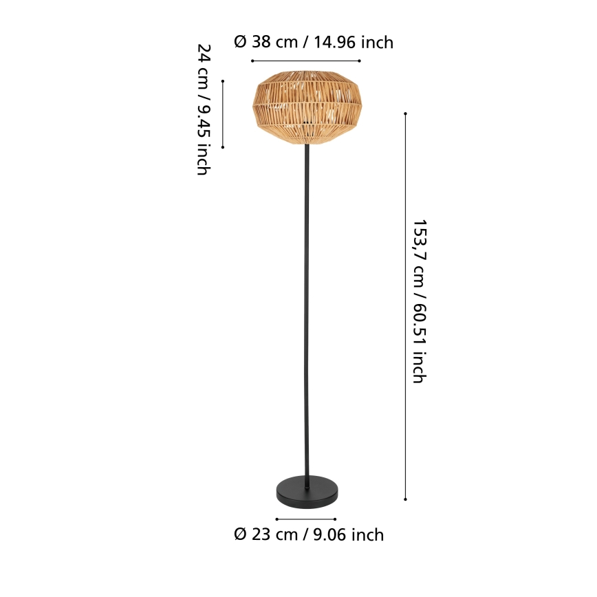 Eglo - Candeeiro de pé 1xE27/40W/230V castanho