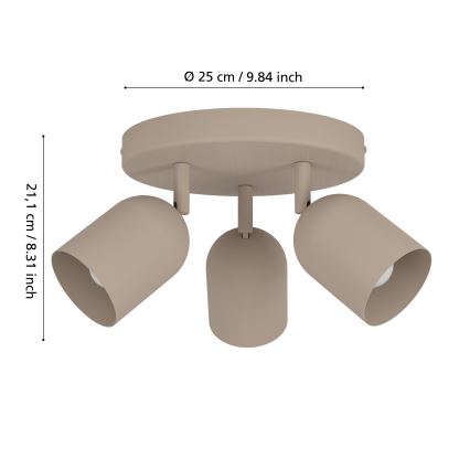 Eglo - Luminária de teto com 3 spots, 3xE14/40W/230V, Ø 25 cm, bege