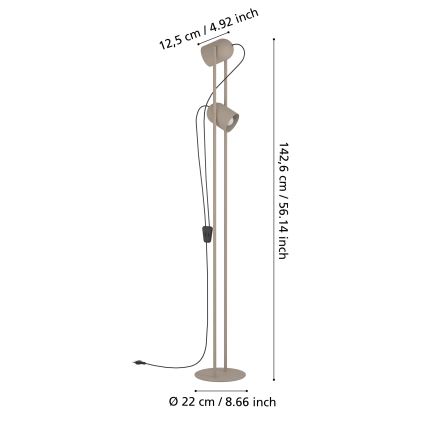 Eglo - Candeeiro de pé 2xE14/8W/230V bege