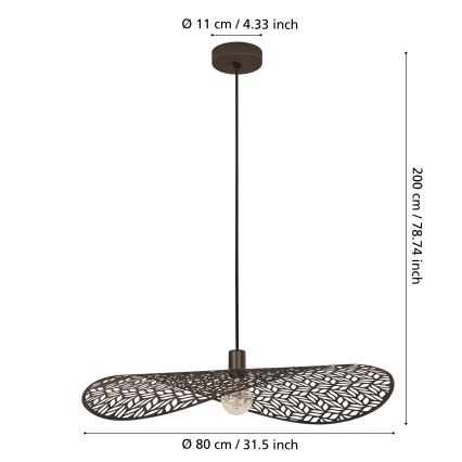 Eglo - Lustre suspenso por cabo 1xE27/60W/230V, diâmetro 80 cm, bronze