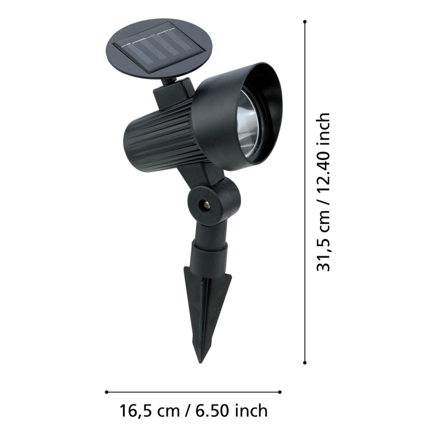 Eglo - Conjunto de 3 candeeiros solares LED com sensor, 200 mAh, IP44, preto