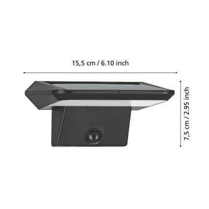 Eglo - Aplique de parede solar LED com sensor LED/20W/3,7V 2000 mAh IP44