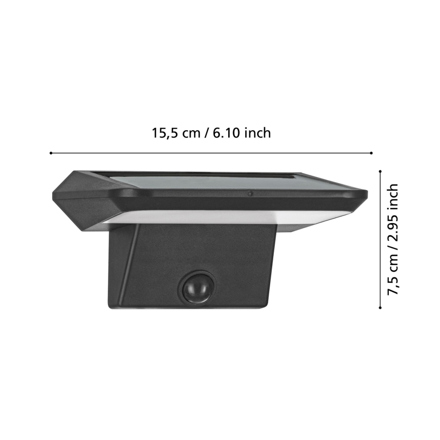 Eglo - Aplique de parede solar LED com sensor LED/20W/3,7V 2000 mAh IP44