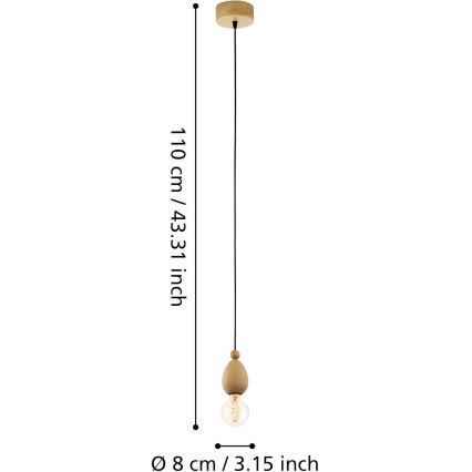Eglo 49376 - Candeeiro suspenso AVOLTRI 1xE27/60W/230V