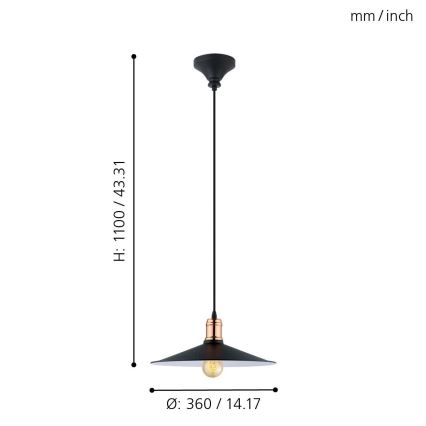 Eglo - Candeeiro pendente com cabo 1xE27/60W/230V