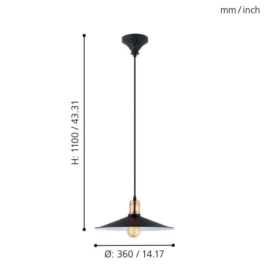 Eglo - Candeeiro pendente com cabo 1xE27/60W/230V