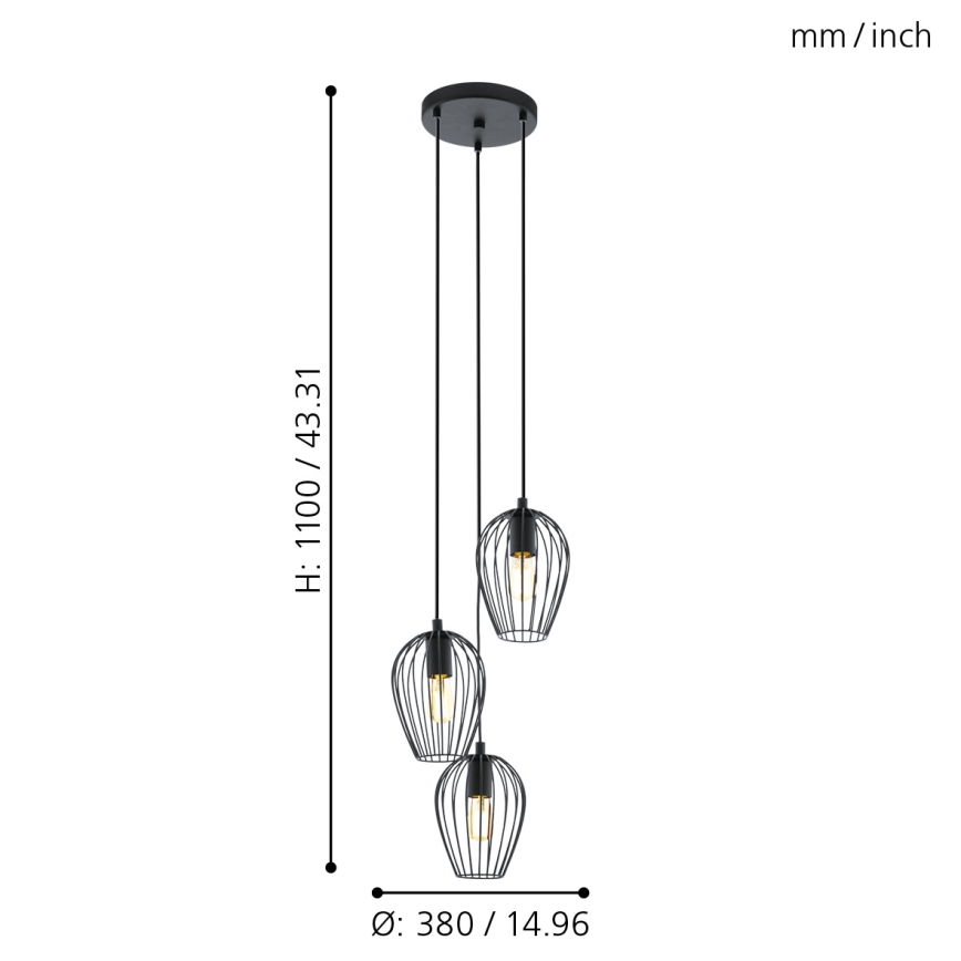 Eglo - Candelabro 3xE27/60W/230V