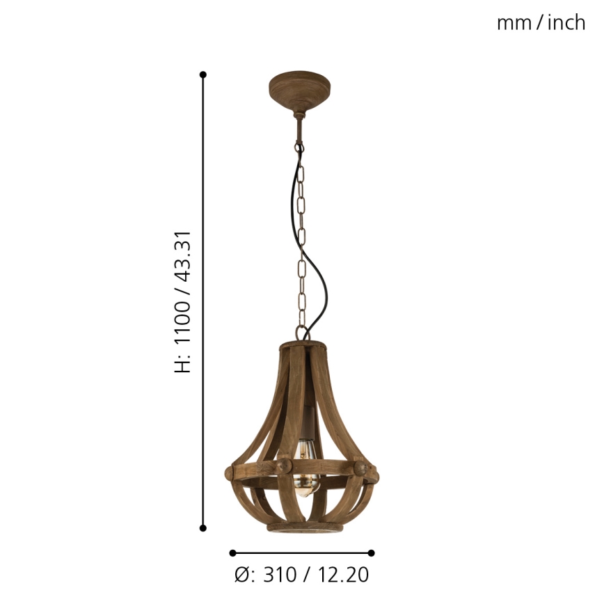 Eglo 49724 - Lustre suspenso por corrente KINROSS 1xE27/60W