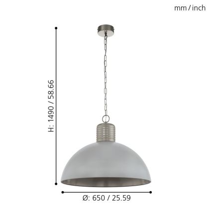 Eglo 49757 - Lustre suspenso por corrente COLDRIDGE 1xE27/60W/230V