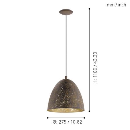 Eglo 49814 - Candeeiro pendente SAFI 1xE27/60W