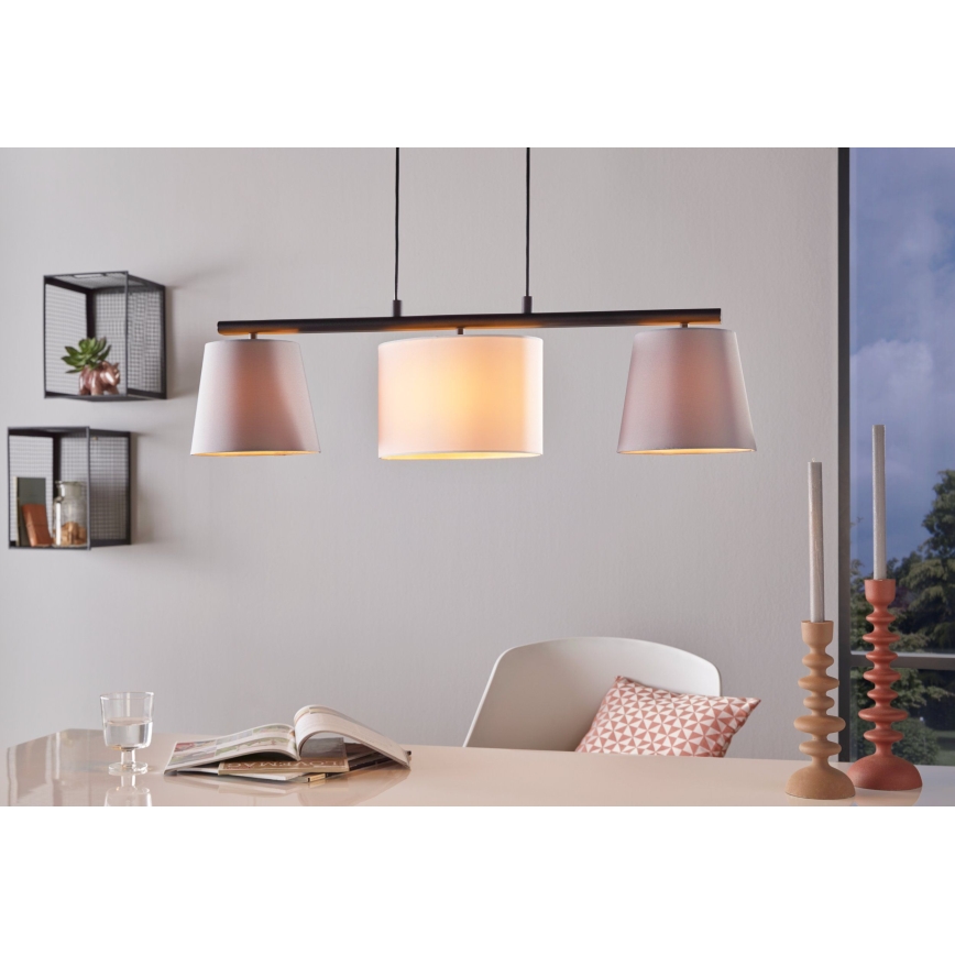 Eglo 55207 - Candeeiro suspenso ALMEIDA 3xE14/25W/230V cinzento