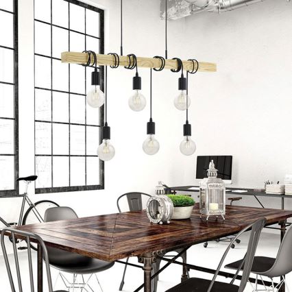 Eglo 55242 - Candeeiro suspenso TOWNSHEND 6xE27/60W/230V