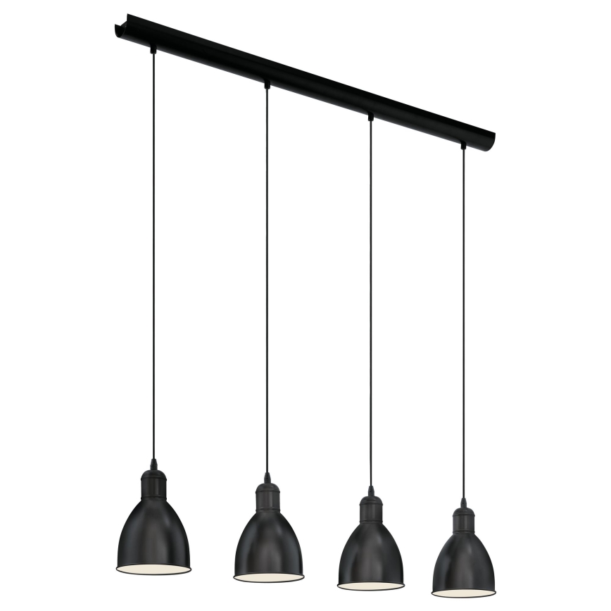 Eglo 55244 - Lustre suspenso por cabo PRIDDY 4xE27/60W/230V preto