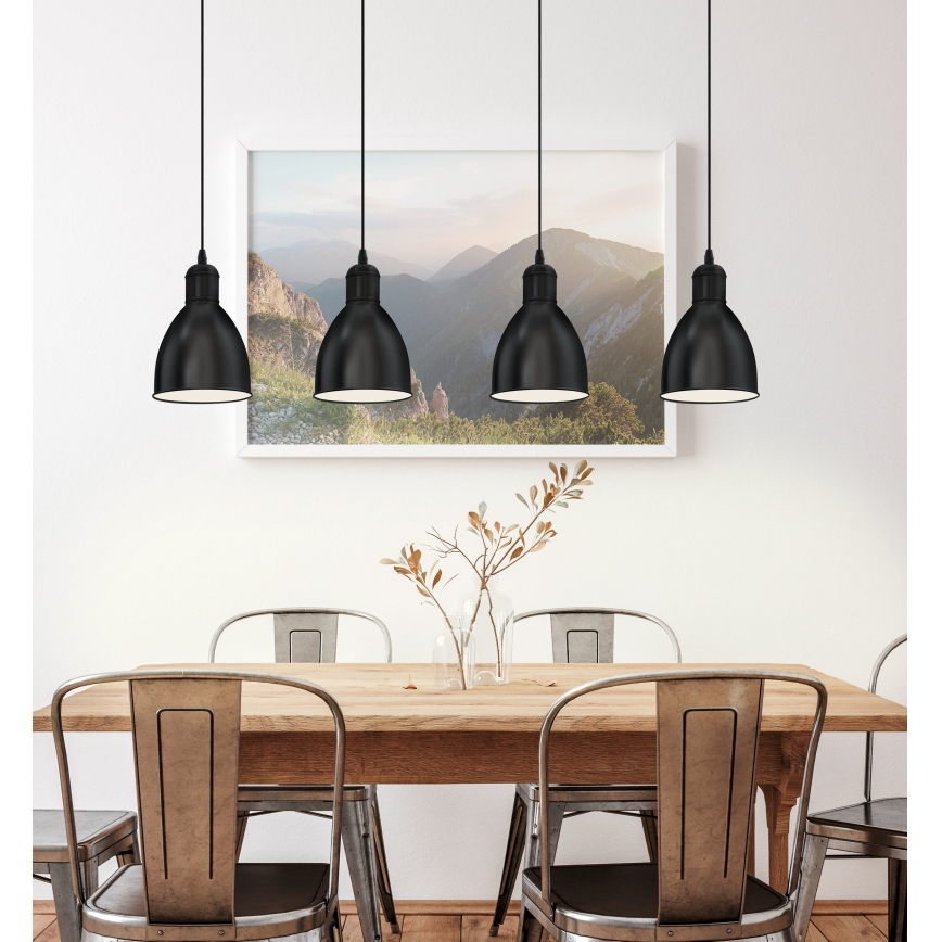 Eglo 55244 - Lustre suspenso por cabo PRIDDY 4xE27/60W/230V preto