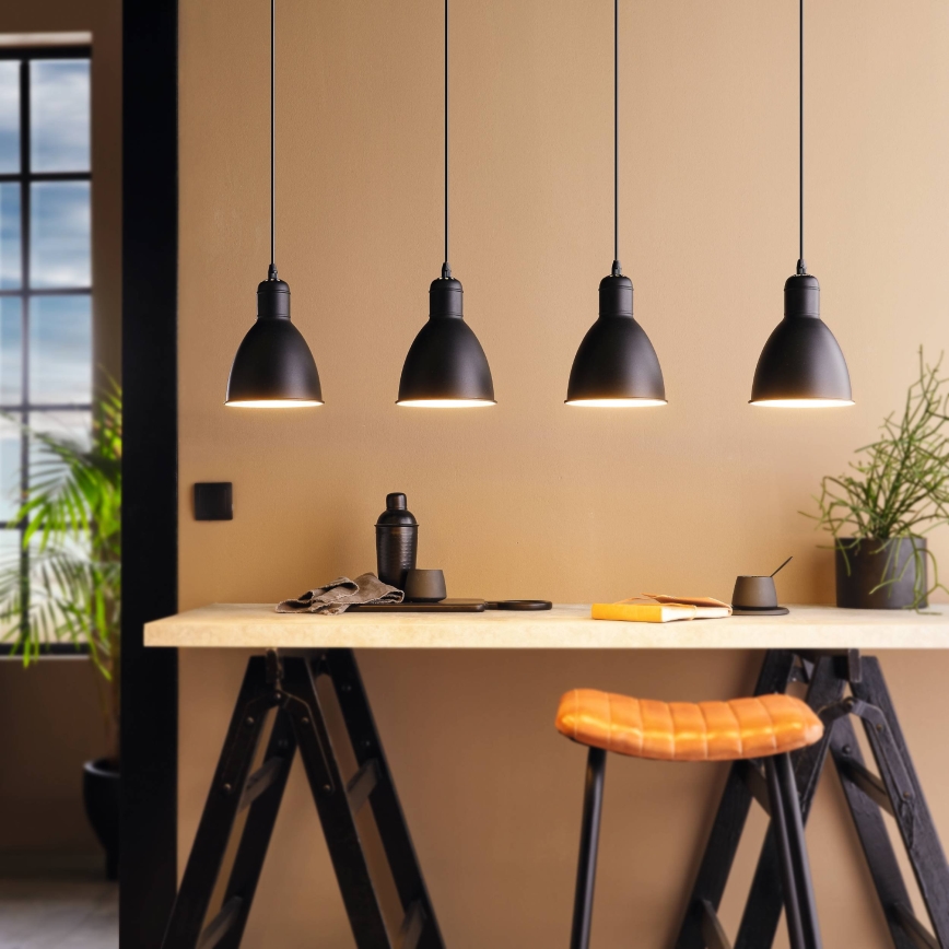 Eglo 55244 - Lustre suspenso por cabo PRIDDY 4xE27/60W/230V preto