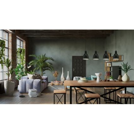 Eglo 55244 - Lustre suspenso por cabo PRIDDY 4xE27/60W/230V preto