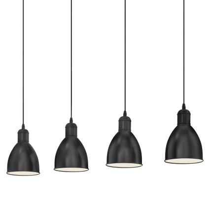 Eglo 55244 - Lustre suspenso por cabo PRIDDY 4xE27/60W/230V preto