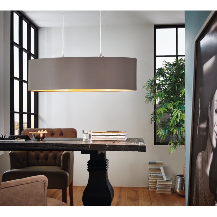 Eglo 55271 - Candeeiro suspenso MASERLO 2xE27/60W/230V castanho