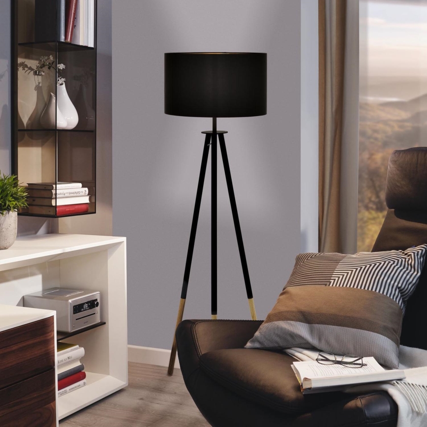 Eglo 55291 - Candeeiro de chão BIDFORD 1xE27/60W/230V preto/castanho