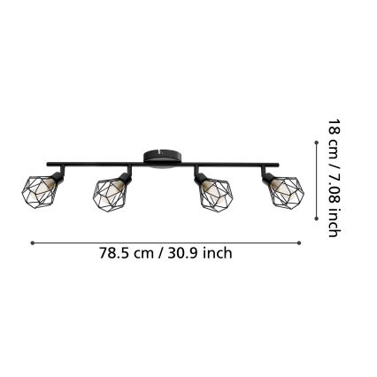 Eglo 55301 - Spot LED ZAPATA 4xG9/3W/230V preto