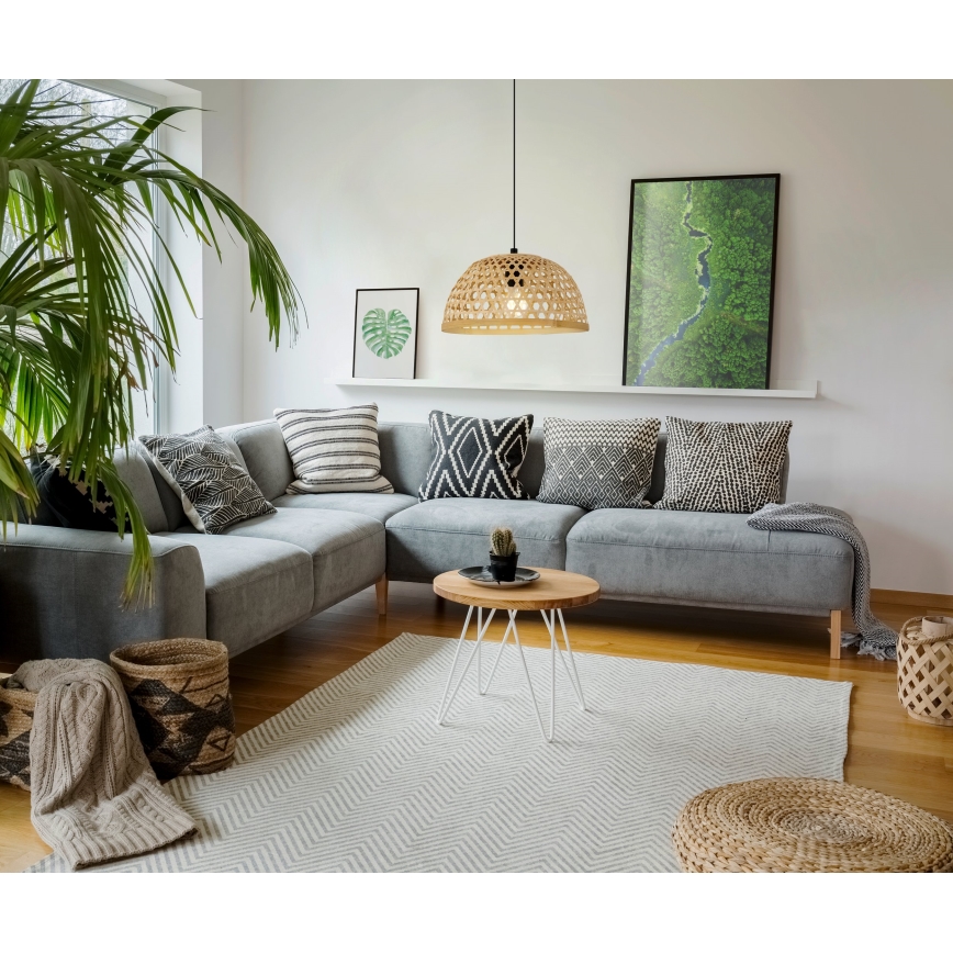 Eglo 55695 - Candeeiro suspenso CLAVERDON 1xE27/40W/230V diâmetro 37 cm bege