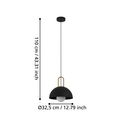 Eglo 56459 - Candeeiro pendente em cabo CALMANERA 1xE27/40W/230V preto